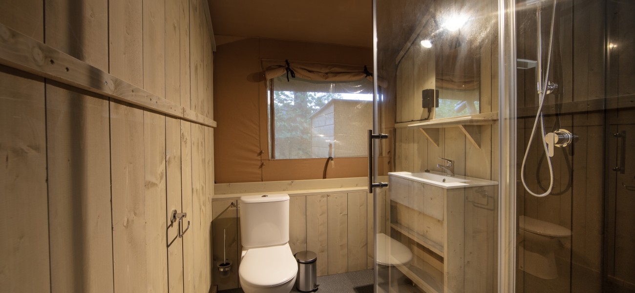 Salle de bain moderne et fonctionnelle dans l'écolodge VIP
